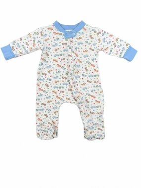 MAGNOLIA BABY Tractor Print Pima Zipper Footie - 6M